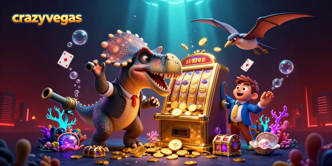 Experience crazyvegas excitement as a pachycephalosaurus scores jackpots, coins flying everywhere.