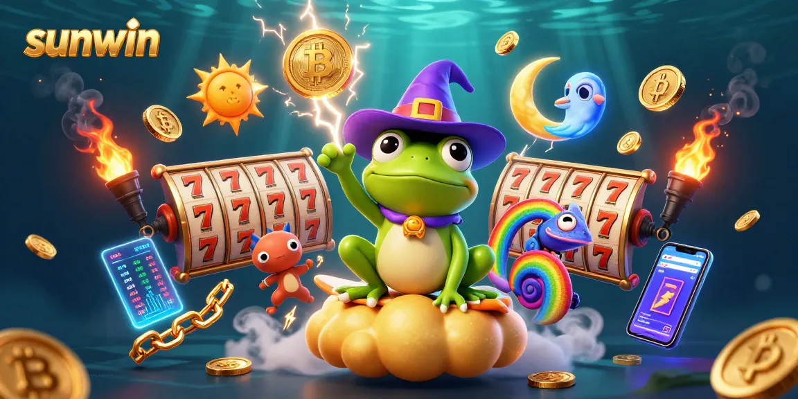 Engage in thrilling games at sunwin, surrounded by vibrant golden coins and jackpot excitement.
