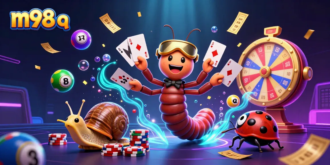 Experience the excitement of m98 q in a vibrant 3D cartoon casino scene with a millipede dealer.