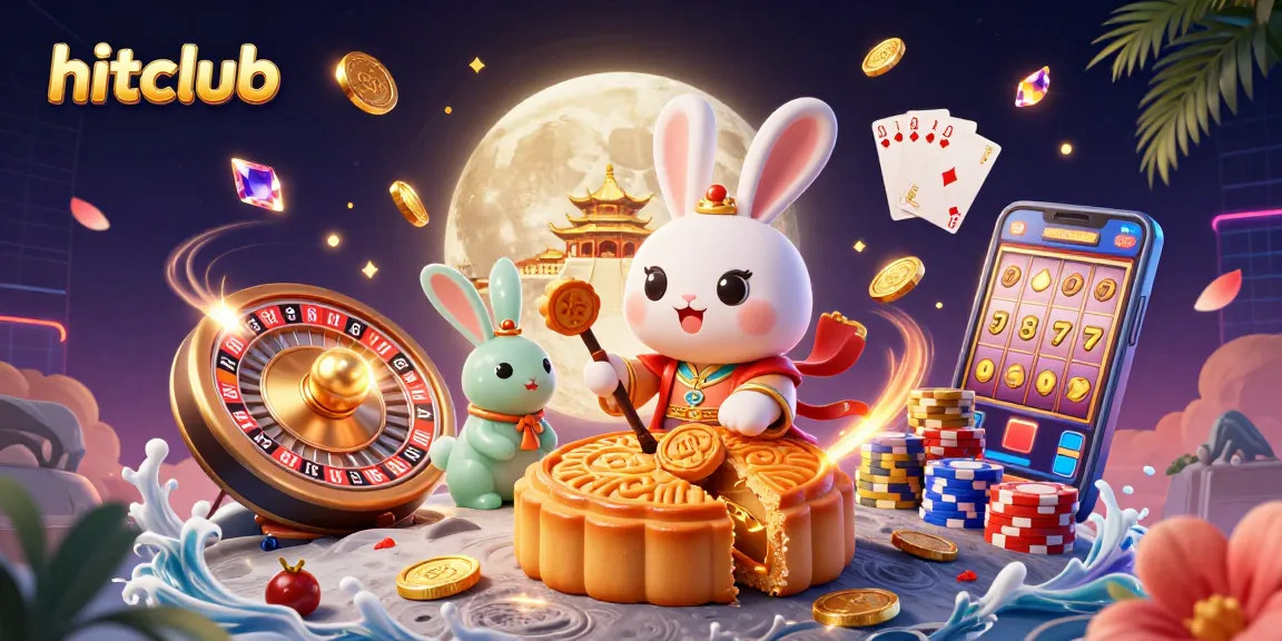 Experience thrilling gaming with hitclub's moon rabbit celebrating the joy of jackpots.