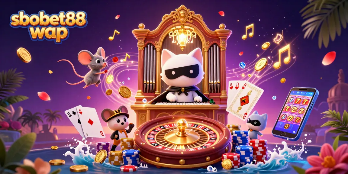 Spin your way to victory with sbobet88 wap while enjoying an acrobatic casino fantasy scene.