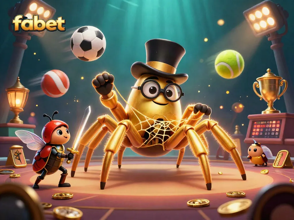 Engage with fabet for thrilling online betting, featuring characters and sports elements in a vibrant scene.
